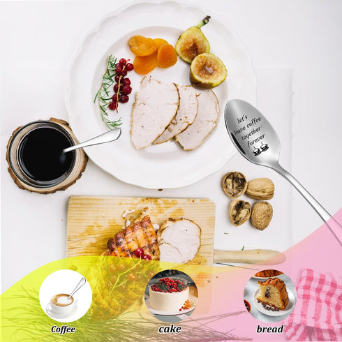 Let's Have Coffee Together Forever Spoon, Funny Engraved Stainless Steel Tea Spoon, Best Coffee Spoon Gifts for Sister, Brother, Friends, Coffee L...