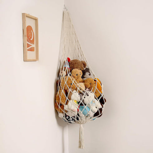 Upgrade Stuffed Aanimal Storage Organizers Toy Hammock Corner Hanging Net Stuffy Aniaml Hammock Macrame Toy Display Plush Toy Holder Wall-Mounted,...