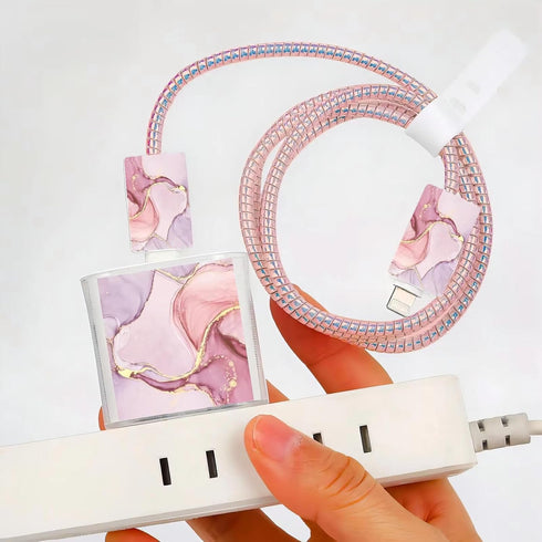 Marble Cable Protector for iPhone Charger Cover with Luxuly Glitter Pattern for Women Girls,Charging Cord Protector Data Cable Phone Charger Saver...
