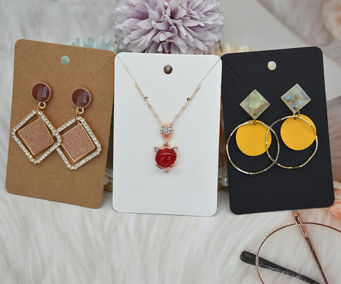 Black Earring Display Cards with 100Pcs Earring Holder Cards, 200 Pcs Ear Backs and 100Pcs Jewelry Packaging Bag for Earrings Necklace Jewelry Dis...