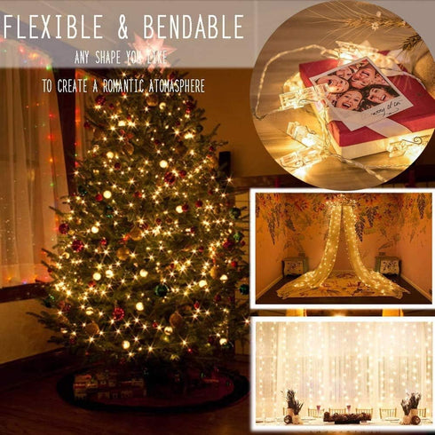 Dopheuor LED Photo Clip Copper String Lights Starry Fairy Warm Yellow Lights Battery Powered for Hang Pictures Cards Bedroom Wall Decorations Chri...