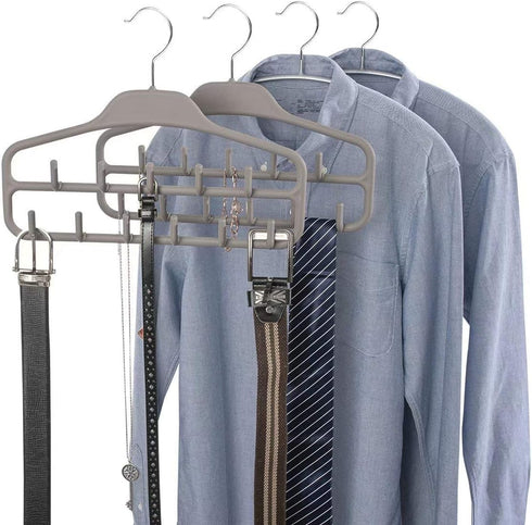 FairyHaus Belt Hanger Organizer 2 Pack, Non Slip Tie Rack Holder, Durable Hanging Closet Accessory Hooks for Belts, Ties, Jewelry, Scarves, Tank T...