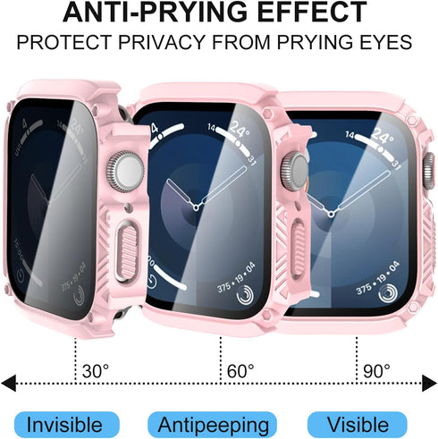 2-Pack for Apple Watch Series 6/5/4/SE Waterproof Case with Tempered Glass Screen Protector Ultra-Thin for 44mm - Pink...