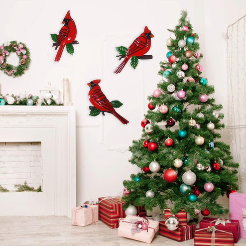 Usupgift Cardinal Birds Metal Set of 3 Wall Art Gift for Garden Fence Patio Porch Home Decoration (Red Cardinal-1)...