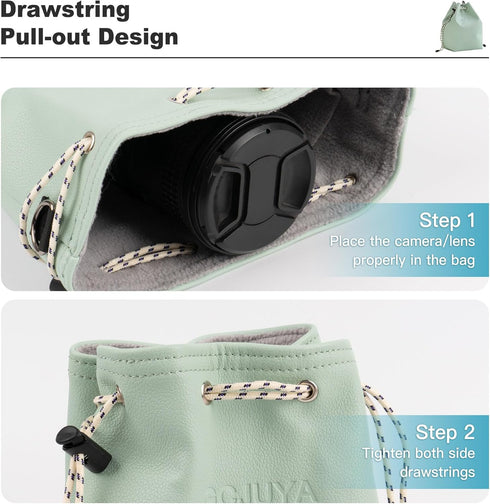 Lens Case Lens Bag Camera Lens Pouch Drawstring Shockproof Bag with shoulder straps for Canon, Nikon, Pentax, Sony, Olympus, Panasonic and other L...