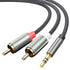 3.5mm to RCA Cable, 3.3FT 2 RCA Male to Aux Audio Adapter Nylon Braided Y Splitter RCA Auxiliary Cord 1/8 to RCA Connector Compatible with iPhone,...