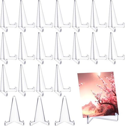 Bucherry 20 Pcs Triangle Acrylic Easel Stands for Display Mini Picture Frame Stand Plate Holders Photo Holder Stand for Picture Card Weddings Home...