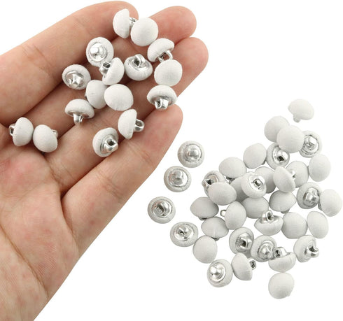 50pcs Metal Handle Buttons for Tuxedo Suits Gowns Blouses Coats, White Smooth Satin Covered Metal Shank Buttons 10mm Wedding Dress Buttons...