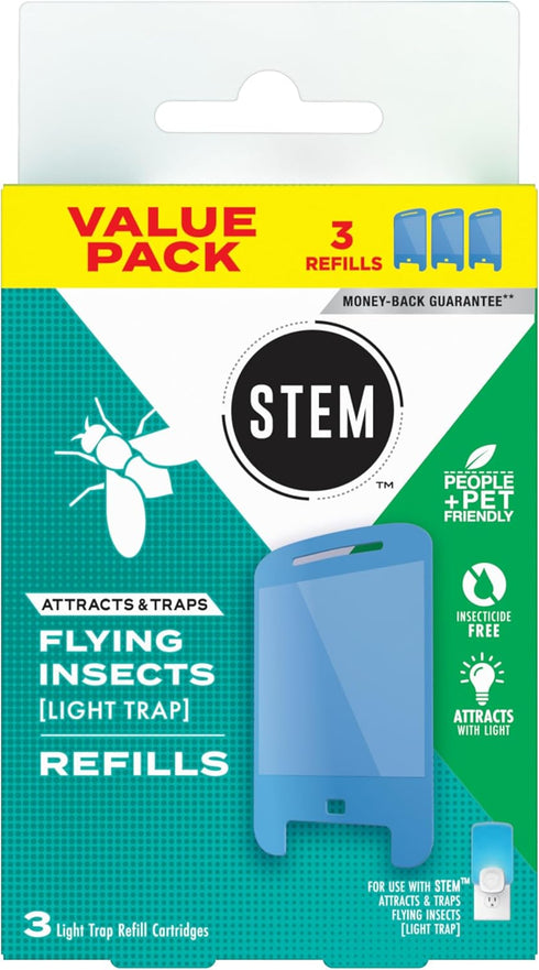 STEM Light Trap Refill Cartridges, Indoor Fruit Fly Trap, Effective Insect Control for Home, Attracts and Traps Flying Insects, Compatible With ST...