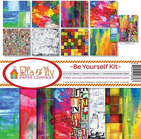 Ella & Viv by Reminisce EAV-858 Ella & Viv Be Yourself Scrapbook Collection Kit, 12x12 inches...