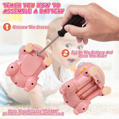 Crawling Baby Toys for 6-12 Months, Fun Tummy Time Toys for Toddler with Music and Light, Interactive Walking Moving SensoryToys for Infant Baby G...