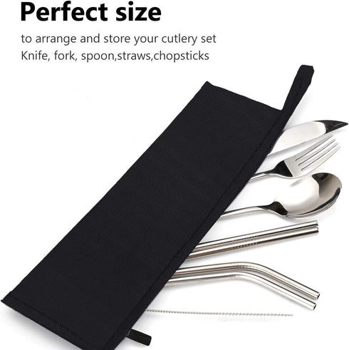 Aosbos Chopstick Carrying Case without Chopsticks, Reusable Chopsticks Bag, Chopsticks Sleeve, Travel Utensil Set Pouch for Metal, Bamboo, Stainle...