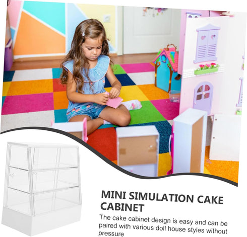 Toyvian Dollhouse Cake Cabinet Display Shelves Ornament Display Cabinet Kitchen Cabinets Decor Display Shelf Furniture Models Mini Cake Cabinet Sm...