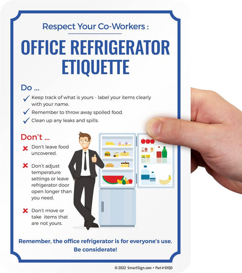 SmartSign 10 x 7 inch “Respect Your Co-Workers - Office Refrigerator Etiquette” Magnetic Sign, Conformable 32 mil Rubber, Multicolor...