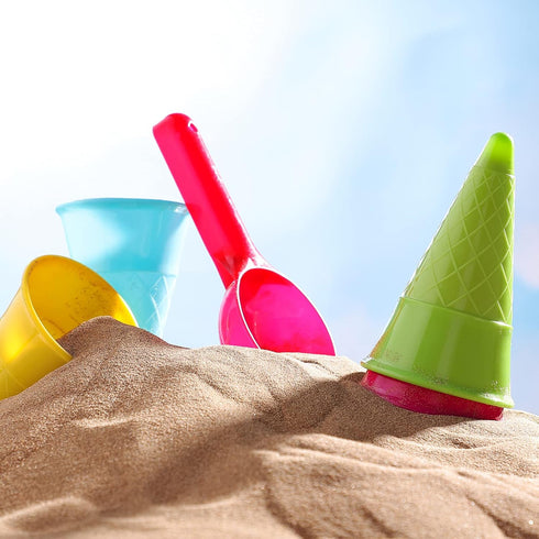 Kisangel 10pcs Plastic Ice Cream Cones Kids Ice Cream Scoop Set Outdoor Beach Toys Kids Sand Mold Toys for Seaside Play Sand Toys(Random Color)...