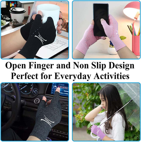 2 Pairs Arthritis Gloves for Pain Relief, Compression Gloves for Arthritis, Carpal Tunnel, Osteoarthritis, Joint, Typing, Driving, Fingerless Hand...
