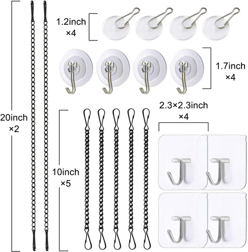 Stained Glass Window Hanging Chain Kit with Adhesive Hooks, Picture Hanging Chain Sunshine Catcher Metal Nickel Plating Stained Glass Window Panel...