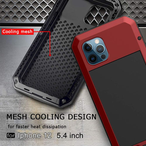 Marrkey for iPhone 12 Mini Case,Full Body Protective Cover Heavy Duty Shockproof Tough Armour Aluminum Alloy Metal Case with Silicone Built-in Scr...