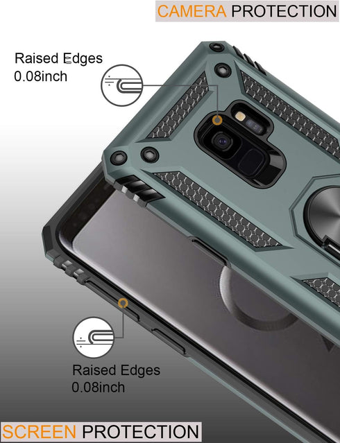 LUMARKE for Galaxy S9 Case,Pass 16ft. Drop Tested with Magnetic Ring Kickstand Compatible with Car Mount Holder,Military Grade Protective Phone Co...