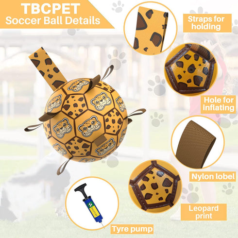Dog Toys Soccer Ball with Straps, World Cup Interactive Dogs Toy for Tug of War, Yard Game Toy, Herding Ball for Dogs Small & Medium Birthday Gift...