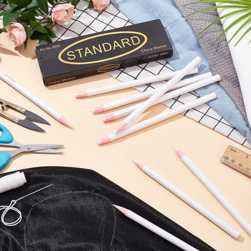 BENECREAT 12PCS Water Soluble Pencil Tracing Tools for Tailor's Sewing Marking and Students Drawing Tools, White...