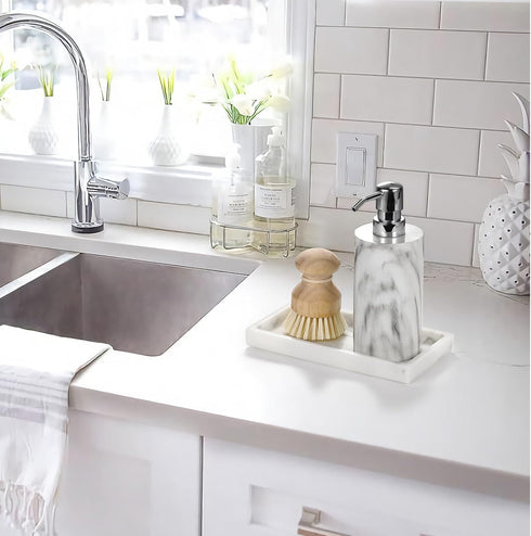 Bathroom Vanity Tray, Small 8" Rectangular Resin Kitchen Soap Tray Dresser Tray Jewelry Dish Tray Bathroom Countertop Organizer Tray for Cosmetic ...