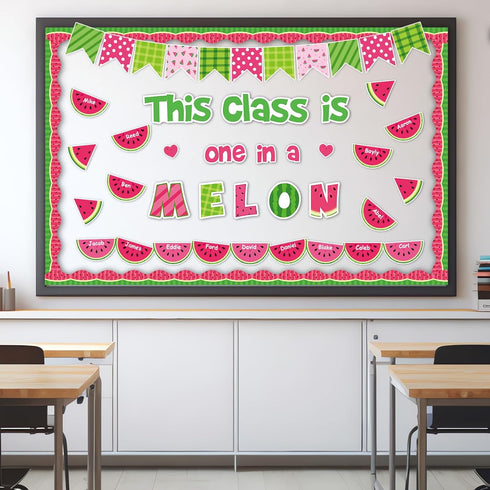 90 Pieces Watermelon Bulletin Board for Classroom Decoration One in a Melon Classroom Decorations Watermelon Paper Cutouts Sweet Summer Bulletin B...