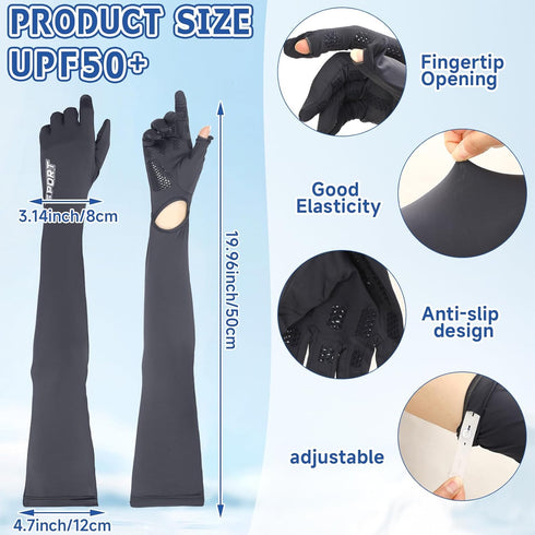 3 Pairs UV Long Sun Gloves Women's Touchscreen Arm Sun Driving Gloves Non Slip Full Finger Protective Gloves UPF 50+ for Outdoor Sports Cycling...
