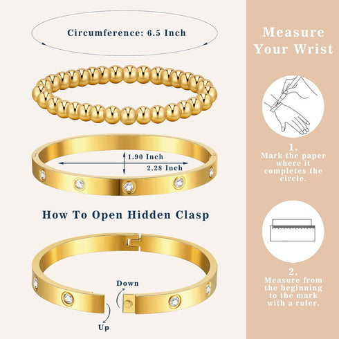 doubgood Gold Bracelets for Women Stackable Gold Bangles Friendship Beaded Bracelets Jewelry Set for Mother's Day Gifts Valentine Wedding Birthday...