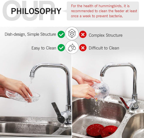 eWonLife Hummingbird Feeder for Outdoors, 2 Pack, Leak-Proof, Easy to Clean and Refill, Saucer Humming Bird Feeder Plastic, Including Hanging Hook...