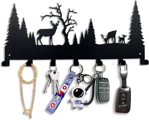 Wall Mounted Key Rack | Metal Key Rack Hook Organizer | Metal Key Organizer with 7 Hooks Wall Decoration for Front Door, Hallway, Kitchen, Office...