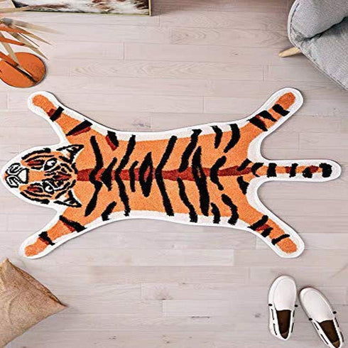 Tiger Printed Rug/Mat for Bathroom, Faux Tiger Non-Slip Door Mat Area Rug Absorbent Bathtub Rug for Small Home Decor Animal Printed Carpet Bathroo...