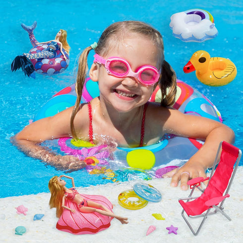 Doll Clothes Accessories - 36Pcs Girl Doll Clothes Swimsuit Series for 11.5''Doll Included Bikini Mermaid Swimsuit Surfboard Beach Chair Swimming ...