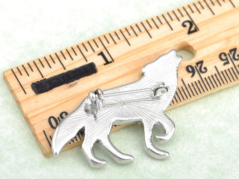 Alilang Silver Tone Abalone Multi Colored Stone Iridescent Wolf Coyote Brooch Pin...