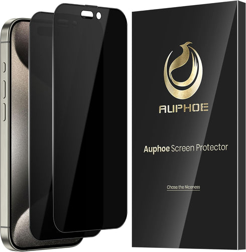 2 Pack 360 Privacy iPhone 15 Pro Screen Protector 4 Way Anti Spy Filter 9H Tempered Glass Film for Apple 15 Pro 6.1"...