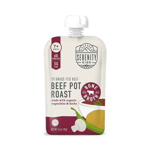 Serenity Kids Bone Broth Puree Made With Organic Veggies | Clean Label Project Purity Award Certified | 3.5 Ounce BPA-Free Pouch | Grass Fed Beef ...