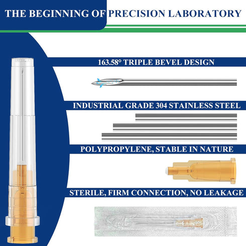 25 Gauge 1 Inch with Cap for Lab Accessories, Luer Lock Tools for Measuring, Refilling Inks, Crafts and Industry 100PCS Individually Wrapped...