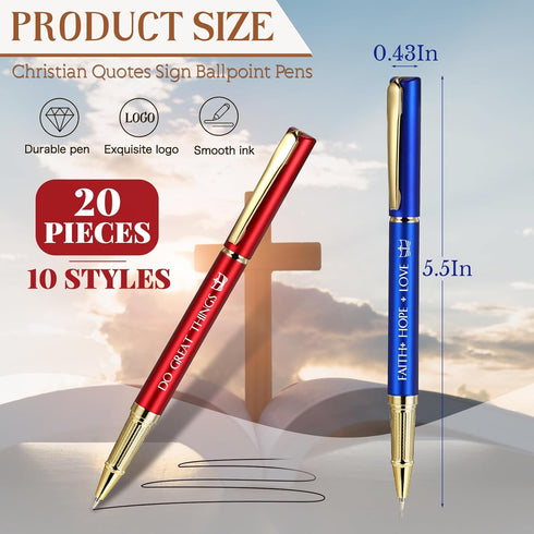20 Pcs Christian Pen Bible Verse Pen Gifts for Men Women Church Welcome Pen Inspirational Black Ink Ballpoint Pen Bulk Clergy Appreciation Gift Pa...