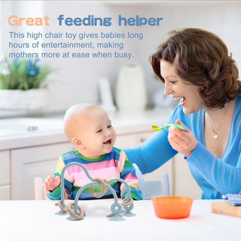 Baby Teething Toy, High Chair Suction Cup Toys for Infant Toddlers 0-6M, Food Grade Silicone Teether, Educational Parent-Child Baby Toys, Montesso...