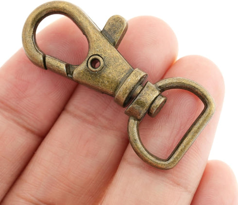 CRAFTMEMORE Swivel Lobster Claw Clasps Classic Trigger Snap Hooks CS10 Purse Landyard Clip 5/8" 3/4" 1" Pack of 10 (5/8 Inch, Antique Brass)...
