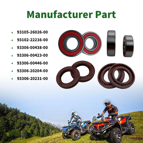 Front Wheel Bearings Seals Kit for Yamaha Raptor 125 250 350 660 700 Banshee 350 Warrior 350 Bear Tracker 250 Big Bear 250 Bruin 250 Blaster 200 Y...