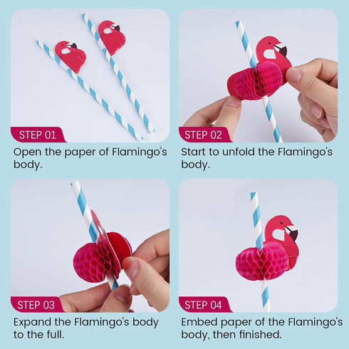HANSGO 50PCS Flamingo Straws, Flamingo Paper Drinking Straws for Tropical Luau Pool Party Supplies Table Decor Birthday Wedding Tableware Decorati...