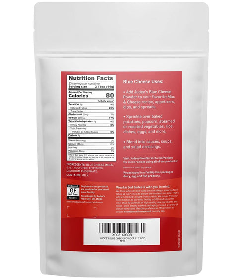 Judee’s Blue Cheese Powder 11.25 oz - Gluten-Free and Nut-Free - Use in Seasonings and Salad Dressings - Great for Dips, Spreads and Sauces - Made...