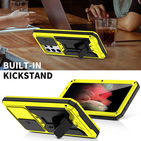 MIYI for Samsung Galaxy S21 Ultra Case, Aluminum Metal Gorilla Glass Waterproof Shockproof Military Heavy Duty Sturdy Protector Cover Hard Case fo...