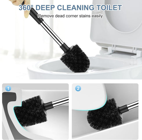 SetSail Toilet Brush and Holder, Automatic Toilet Bowl Brushes for Bathroom Ventilated Toilet Brush for Toilet Scrubber Cleaning-Black...