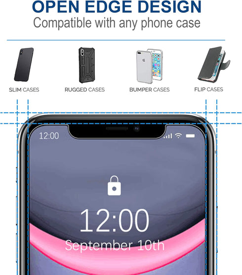Arae Screen Protector for iPhone Xr/iPhone 11, HD Tempered Glass, Anti Scratch Work with Most Case, 6.1 inch, 3 Pack...