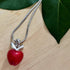 PammyJ Candy Red Apple Silvertone Pendant Necklace, 17.5"...