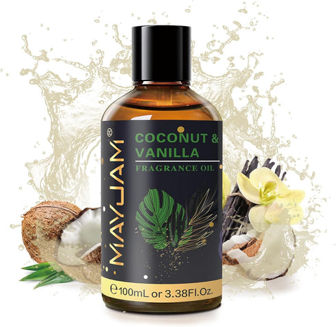 100ML/3.38FL.OZ Coconut & Vanilla Fragrance Oils with Glass Dropper, Essential Oils for Diffusers for Home, Long Lasting Scented Oils for Diffuser...