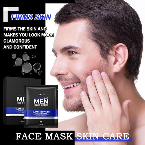 5PCS Men's Oil Control Face Mask Skincare Set,Refreshing Sheet Mask Set,Oil Control Facial Masks for Men,Moisturizing Face Mask Skin Care Set...