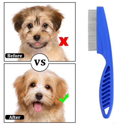 Dog Flea Lice Comb, Dog Cat Grooming Comb Pet Tear Stain Remover Combs Fine Tooth Grooming Removal Tool (5 Pieces)...